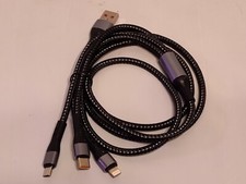 Cable Cargador Universal USB Rápido 3 en 1 Multifuncional Teléfono Celular 47.24" Largo