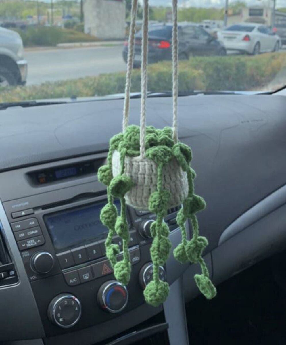 Plant Crochet Car Hanging Accessory 1PC Green Plant Car