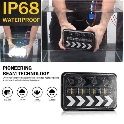 4x6" LED Headlights Hi/Lo DRL Dynamic Turn Signal for Chevy Pickup C10 C20 C30 - Picture 4 of 12
