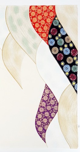 TOYOTA JAPÓN Seda Crepe Foulard Cuadrado Bufanda Carre Floral Onda Crema 28" 70cm - Imagen 3 de 6