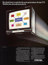 1984 Toshiba FST Blackstripe Television TV vintage Print Ad Advertisement