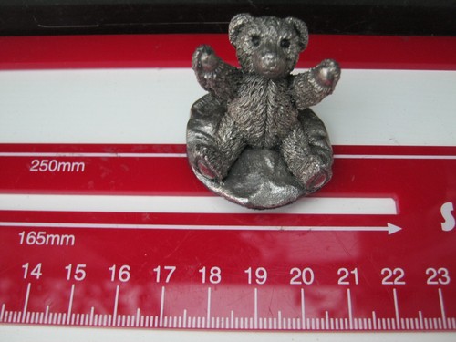 Vintage Hallmarked Sterling Silver Teddy Bear Statue By Country Artists - Picture 4 of 4