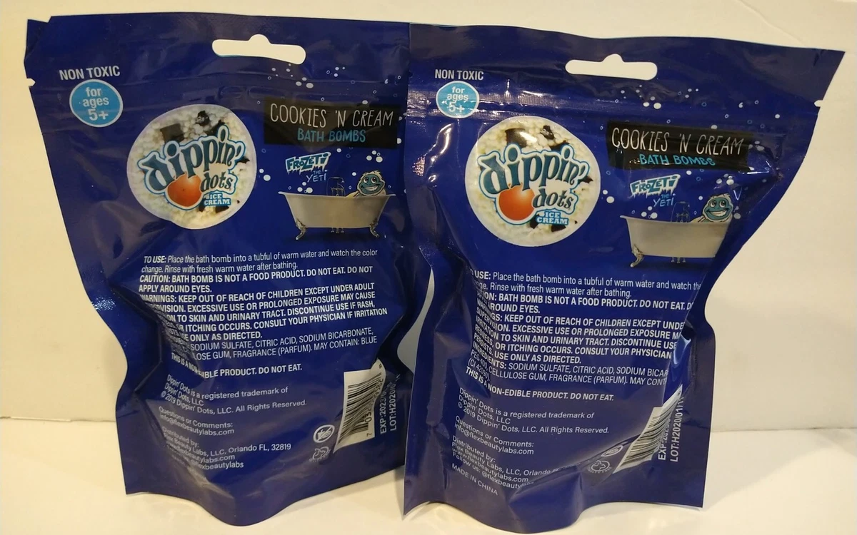 2 Dippin Dots NON TOXIC Frozeti the Yeti Cookies n Cream Bath