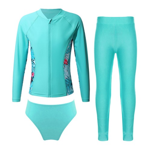 Kids Boys Girls Rash Guard Shirts and Briefs with Pants Outfit Beach Swimsuit - Picture 30 of 93