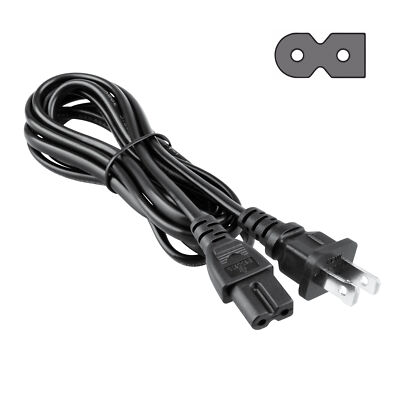 8ft AC Power Cord For Vizio TV & Sound Bar - Replacement 2-Prong Cable For D/E/M Series