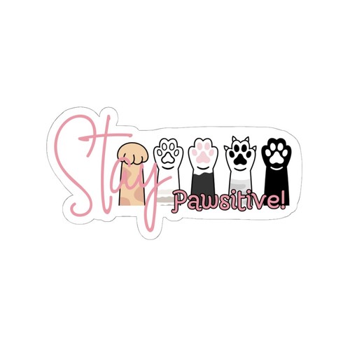 Stay Pawsitive Sticker - Cute Animal Paw Print Decals, Cat Lover Gift, Animal - Picture 8 of 13