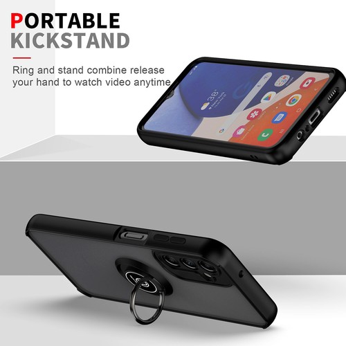 For Samsung Galaxy A14 5G Ring Case Magnetic Stand Clear Back +Tempered Glass - Picture 6 of 15