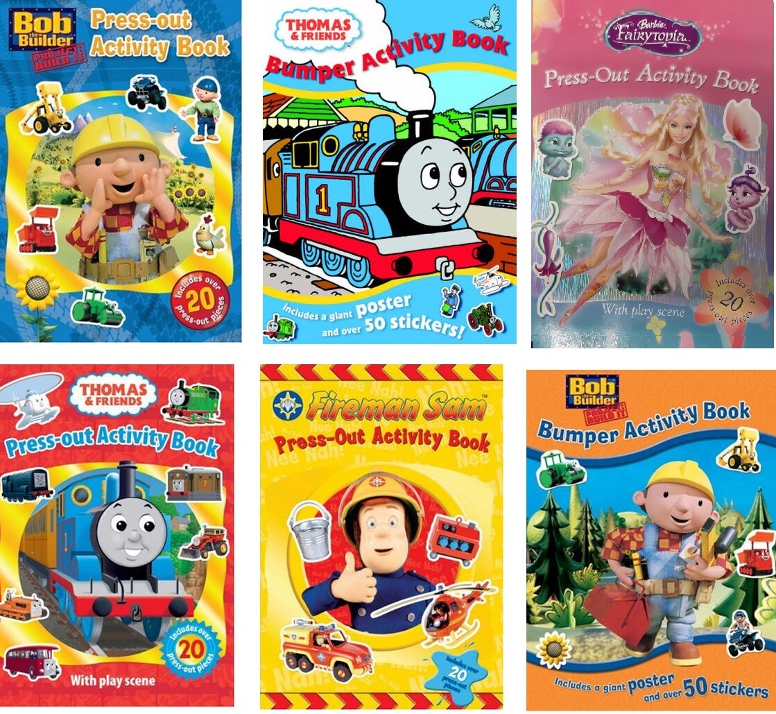 Children Early Learning Activity,Press out, Bumper Books FireMan, Thomas Etc,