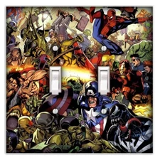 Avengers Design 3 Decorative Double Toggle Light Switch Cover Wall Plate Decor