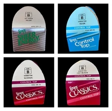 4~ L'eggs Classics Control Top Sheer Toe Energy Lot Nude Suntan Off Black ***B**