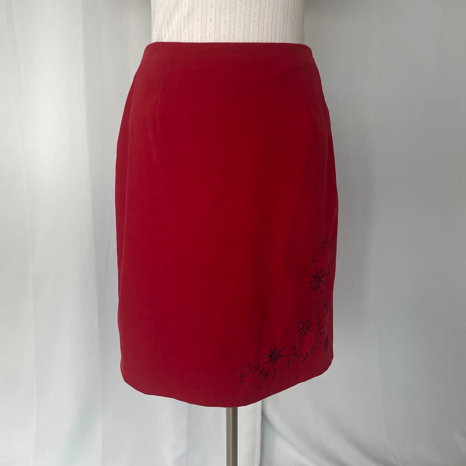 Minifalda Vintage Talla 10 Roja Floral Bordada Años 90 Y2K Boho Fairy Grunge Foto 2 de 4