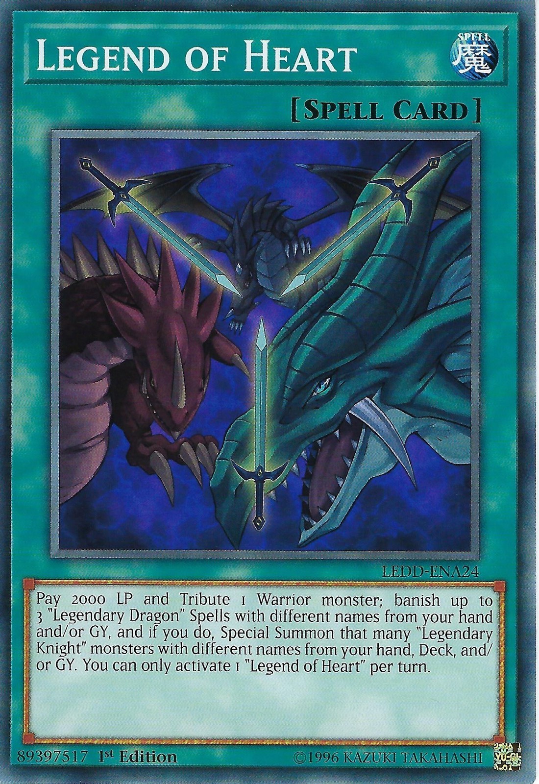 YUGIOH CARD LEGEND OF HEART LEDDENA24 1ST EDITION eBay