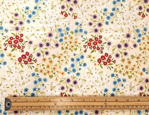 Tela artesanal con hojas florales amarillas narciso rosas 100 % algodón mosaico - Imagen 29 de 42