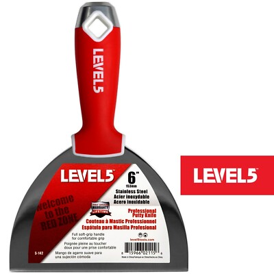 LEVEL5 Profi Spachtel aus Edelstahl 6''/152mm  für Trockenbau weicher Griff5-142