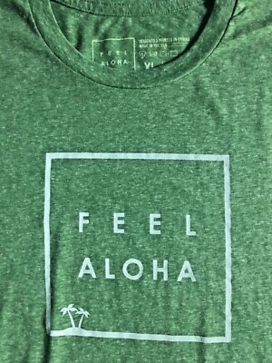 FEELSOGOOD‼︎ALOHA♡︎ New FEEL ALOHA Mens Green Soft Logo Tee T-shirt sz XL | eBay