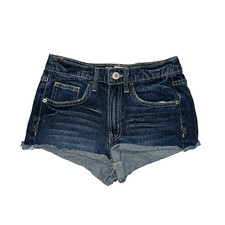 Mossimo womens 100 cotton high rise cut off shorts size 5 stretch dark wash