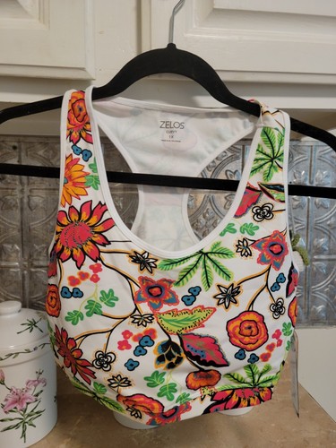 Zelos Floral Print Workout Capri Crop Leggings Sports Bra Matching Set 1X - Picture 4 of 5