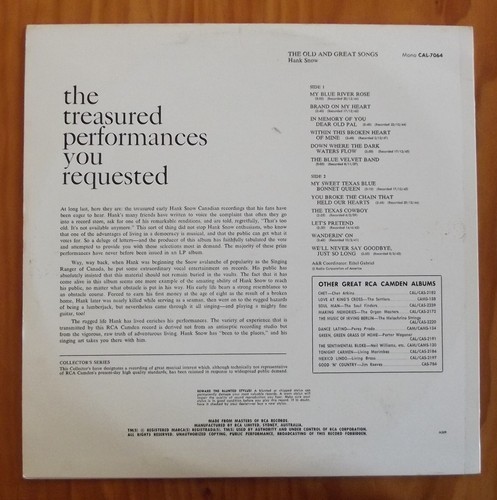 HANK SNOW / THE OLD AND GREAT SONGS RCA RECORDS - Picture 2 of 2