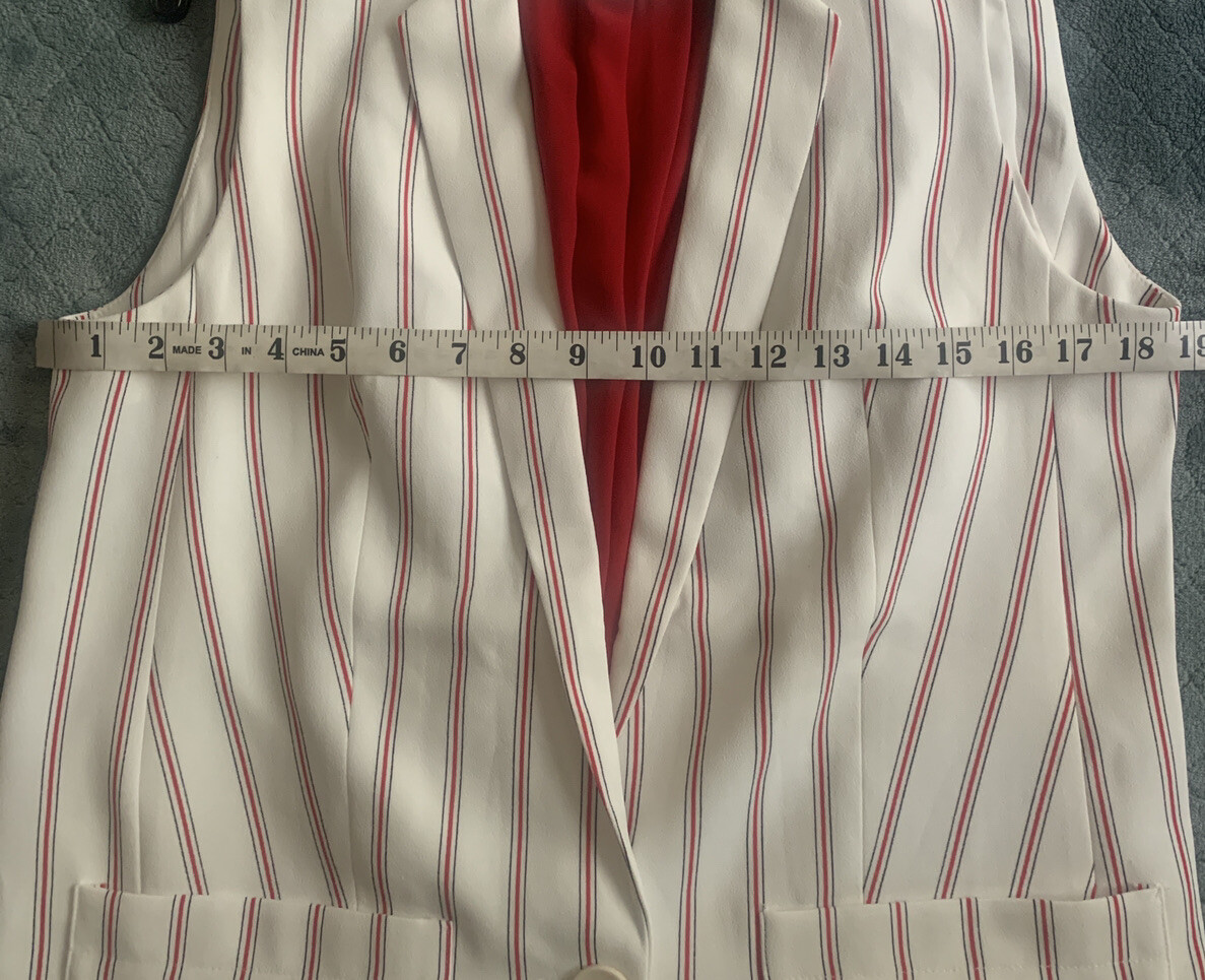 Express Sleeveless Jacket Blazer Vest Lined Striped White
