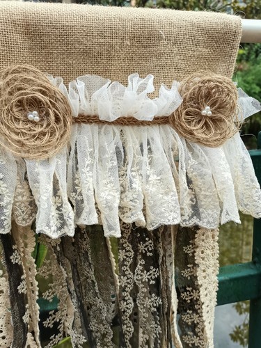 Rustic Vintage Unique Bedroom Valance Burlap Kitchen Valance Curtain Wedding - Picture 6 of 9
