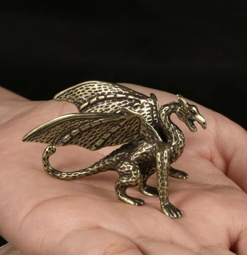 Brass Pterosaur Dragon Figurine Small Animal Statue Office Home Decoration Toy