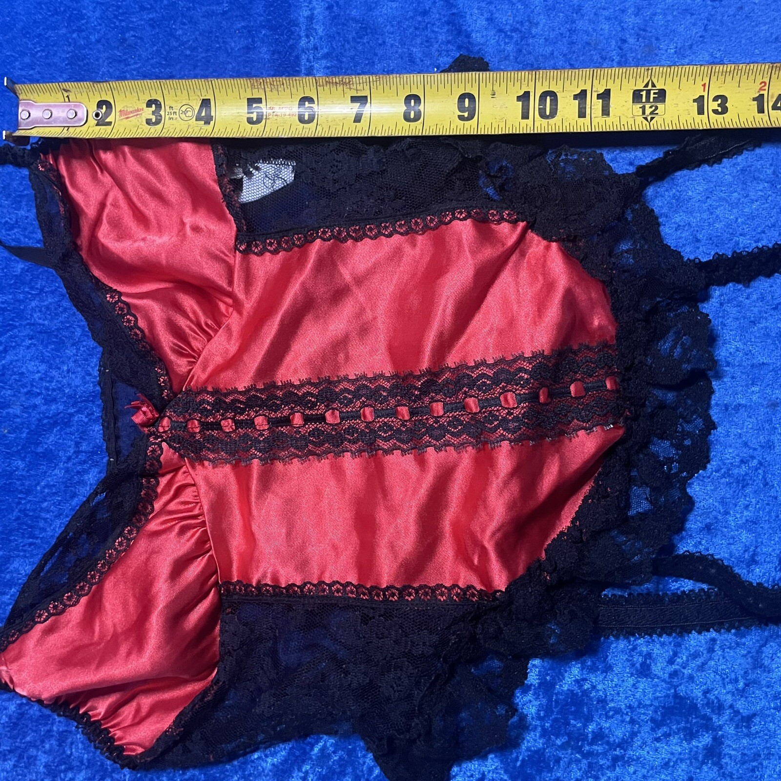 Vintage Alana Gale Lingerie Cami Top Garter Straps Red Black Mesh Lace Pinup