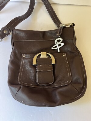 B. Makowsky Brown Leather Pebble Crossbody Bag Purse