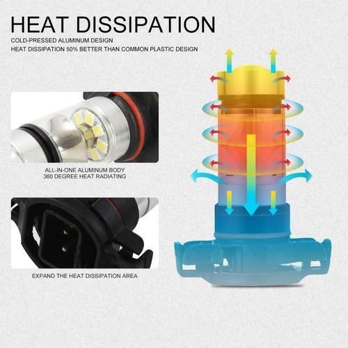 6000k 5202 High Power LED Fog Light Daytime Running Light Bulbs for Jeep Compass - Picture 6 of 9