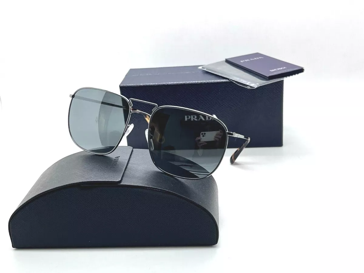 NEW PRADA SPR 52T 5AV-7W1 GUNMETAL SUNGLASSES 60-18-140MM ITALY NIB