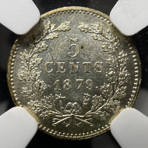1879 Netherlands 5 Cents NGC MS64 Lot#G9055 Silver! Choice UNC! - Picture 3 of 3