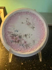 Vintage Pink & Blue Floral Tea Tile Trivet w/Stand, Pretty!