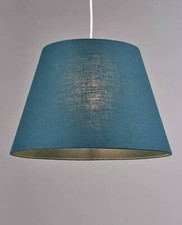 LIGHTING. 4 x John Lewis Sophia Pure Linen Tapered Lampshade, Teal, Dia.25cm