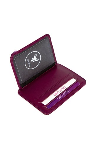 Unisex Genuine Leather Slim Design Travel Wallet for Men Women (Purple) - Picture 2 of 3