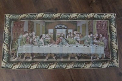 AUTHENTIC GOBELIN la dermiene cerre Leonardo de Vinci LAST SUPPER tapesty 36x18