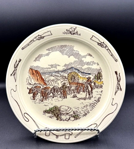 1950s Original Vernon Kilns Winchester 73 Frontier Days Luncheon Plate 9.5" EUC