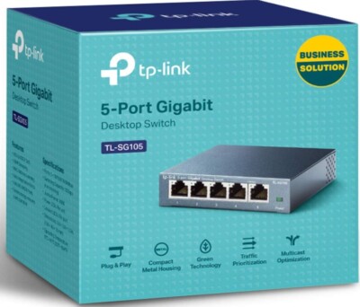 TP-Link TL-SG105, 5 Port Gigabit Unmanaged Ethernet Switch, Network Hub, Ethern