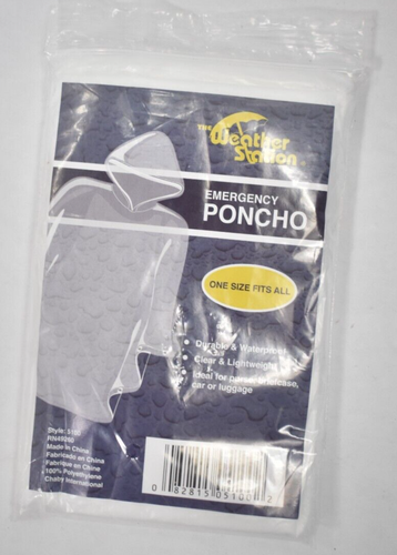 Lot of 8 The Weather Station Emergency Ponchos Clear Lightweight Reusable w Hood - Picture 2 of 5