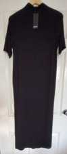 NASTY GAL Dress UK 8 Black T Shirt Short Sleeve High Neck Side Slits New W Tag