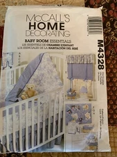 McCall's Pattern M4328 Baby Room Essentials Quilt Pillow Crib Sheet Uncut
