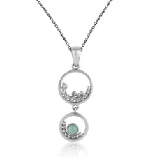 Aqua Chalcedony Black Oxidized 925 Sterling Silver Pendant Necklace Jewelry