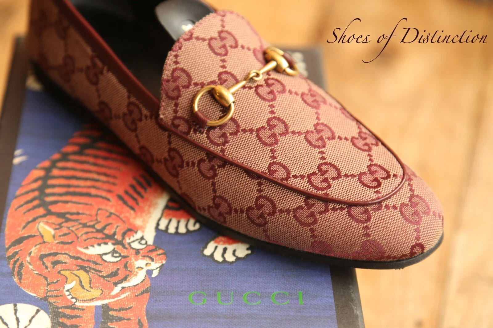 Mocassins Gucci GG monogramme toile bordeaux chaussures laiton escarpins femmes UK 3,5 US 6,5