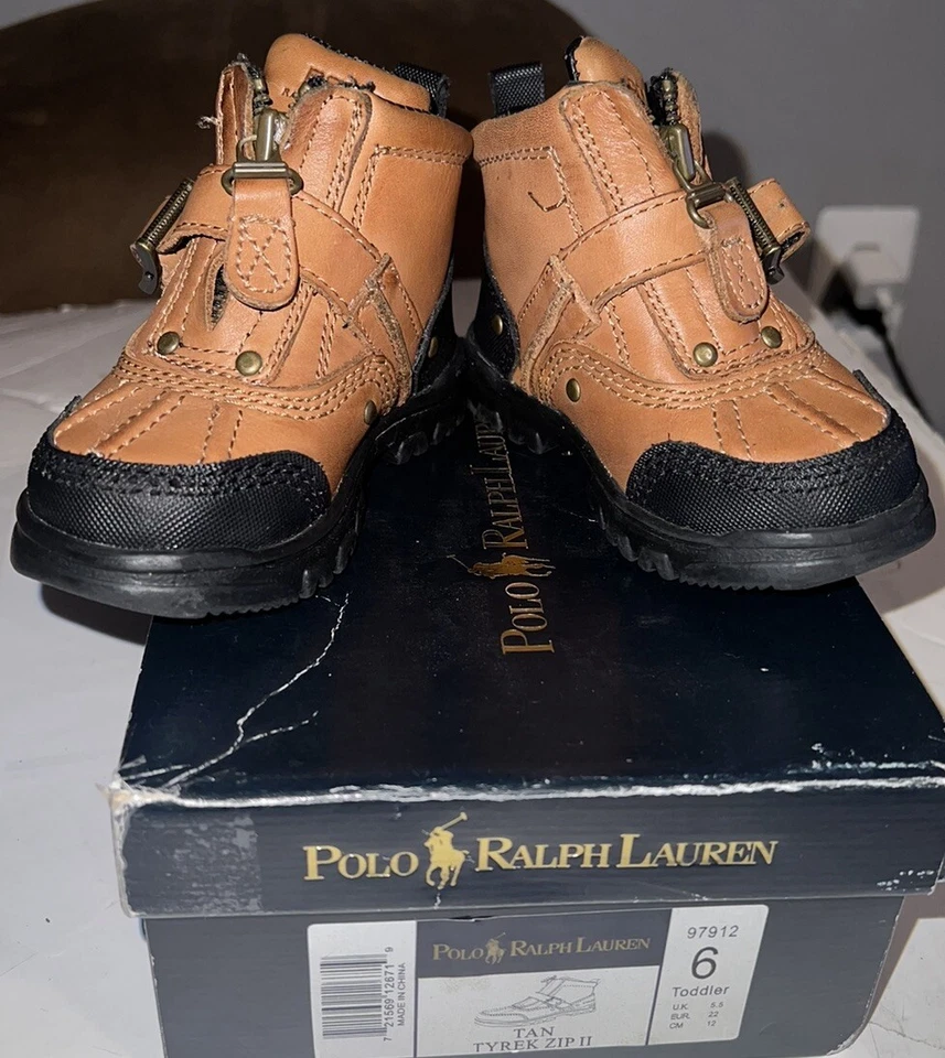 Botas Polo Ralph Lauren Niño Pequeño Talla 6 Tyrek Cremallera II Cuero Dover Hebilla Cremallera Años 90 Foto 4 de 4