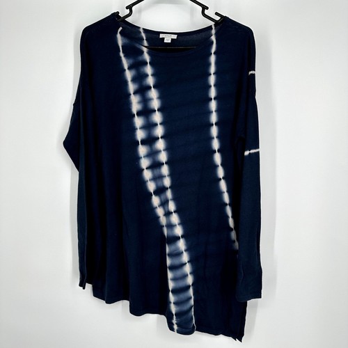 purejill Indigo Dyed Top Long Sleeve Size Small Cotton Blend