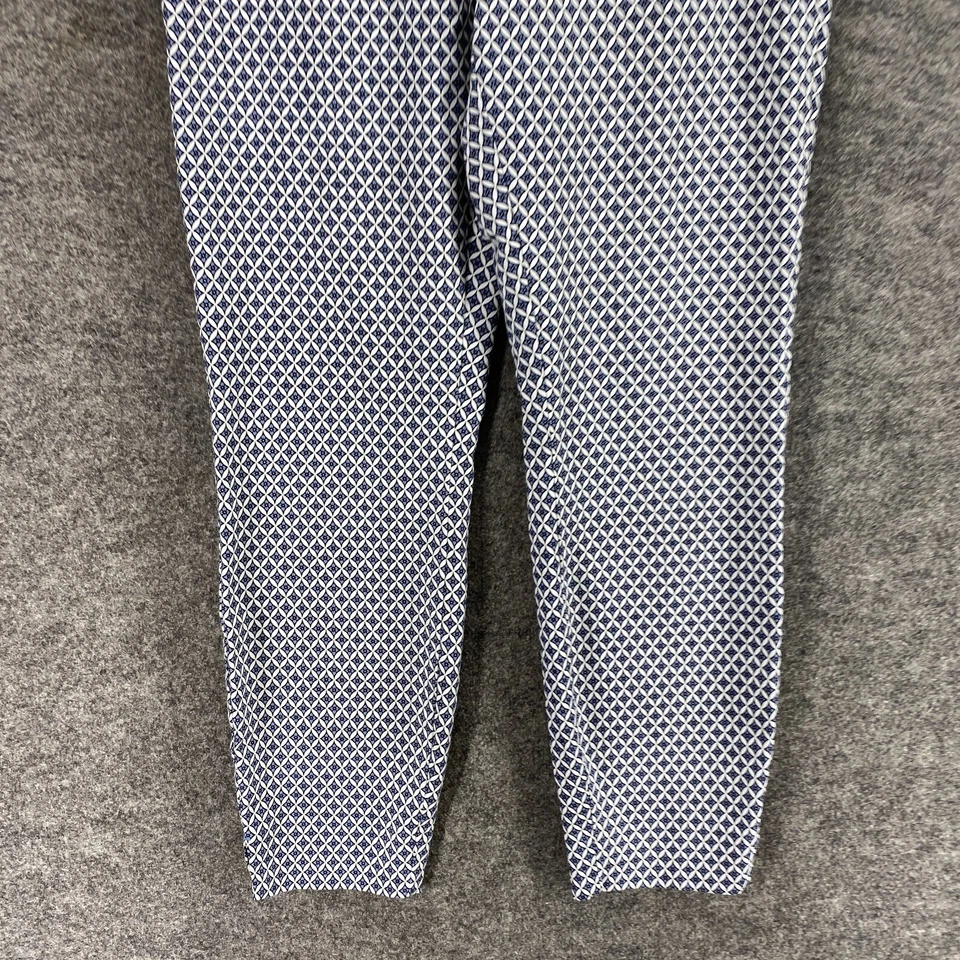Pantalones H&M Mujer 8 Azul Geométrico Tiro Medio Frente Plano Chino Ajustado Bolsillos Algodón Foto 4 de 4
