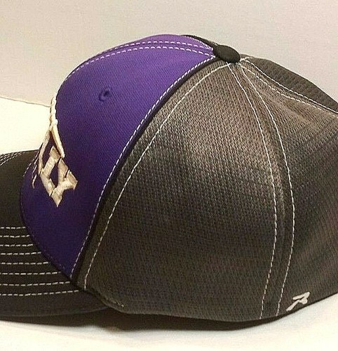 RICHARDSON FLEX FIT FITTED EMBROIDERED "HILLBILLY" FOOTBALL HAT PURPLE BLA - Picture 4 of 9