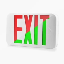 LED Emergency Exit Sign Bi-Color Red/Green, ABS Fire Resistance UL Listed