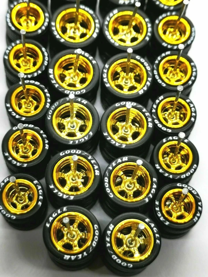 Hot Wheels ✨ GOOD YEAR ✨ 5 SPEICHEN Gummireifen 12 Sets GOLD Farbe 10mm 1:64 - Bild 3 von 4