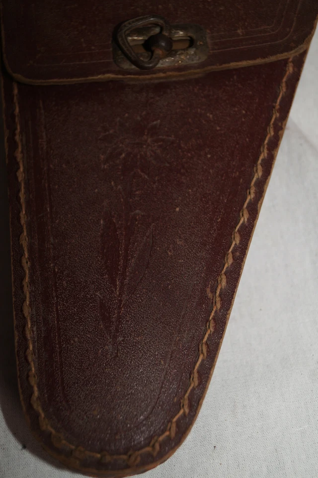 uralte vintage Fahrrad Rahmen dreiecks Werkzeugtasche Prägedruck Blume - Bild 2 von 4