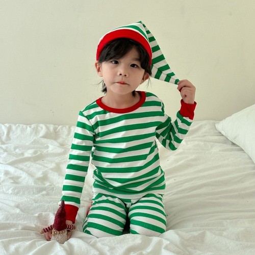 Striped Children Pyjamas Set Pure Cotton Kids Nightwear Christmas Pajamas - Picture 11 of 14