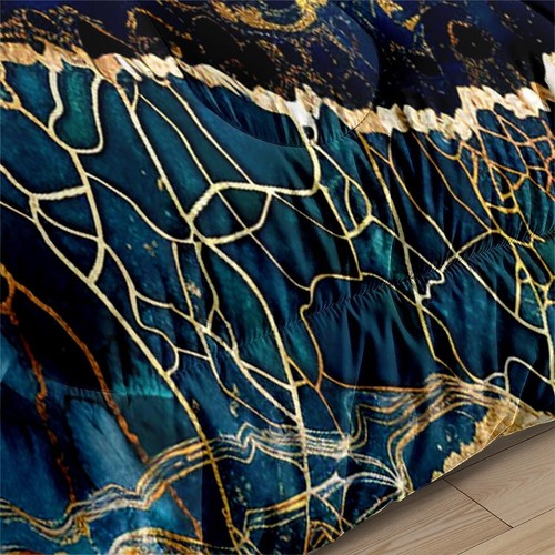 Luxurious King Size Marble Bedding Set: Light Blue Comforter with Gold Glitter - Picture 9 of 9